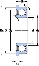 Bantalan D/W R8 R-2RZ SKF